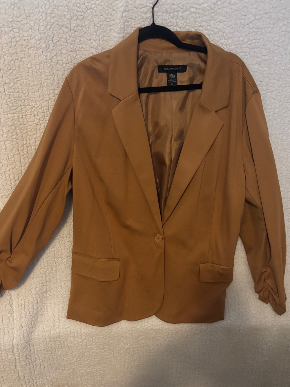 Ashley Stewart Tan Single-Button Blazer